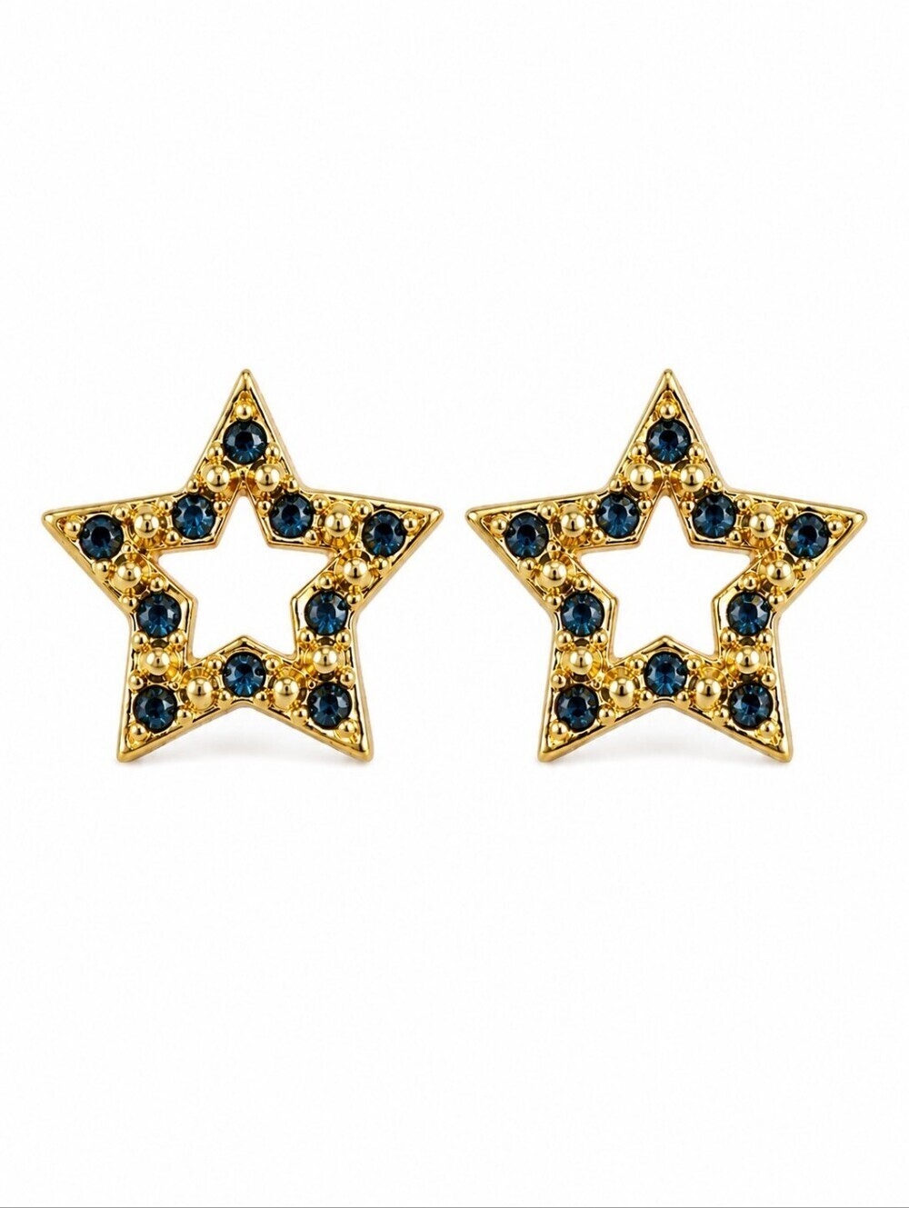 VTG AVON Goldtone Blue Rhinestone Star Nebula Holiday Post Earrings